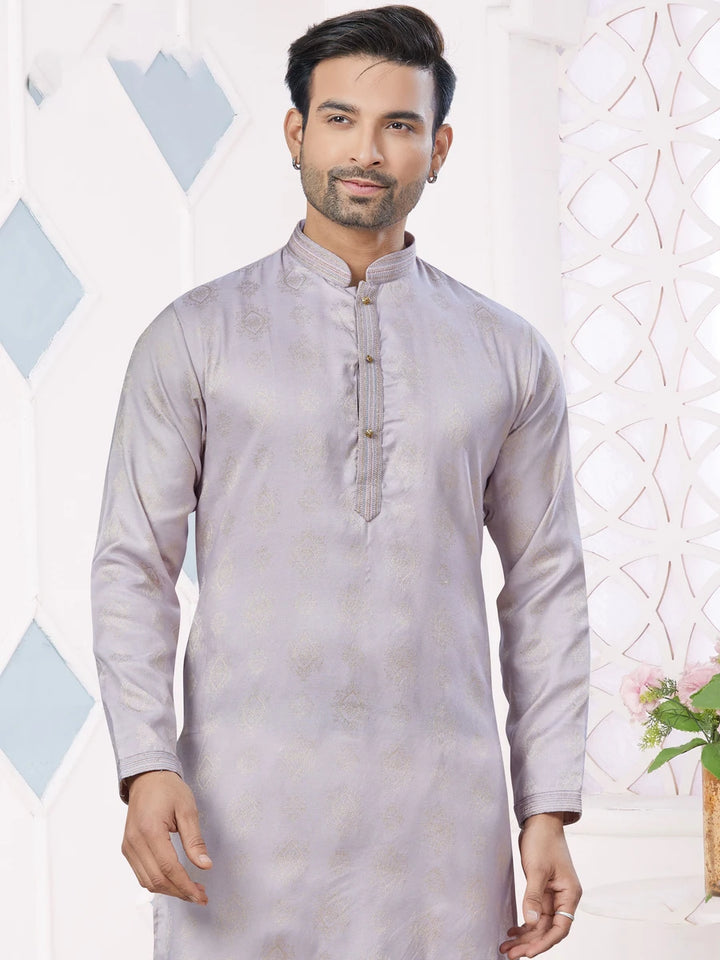 Luxurious Jacquard Silk Kurta Pajama | Lavender Shade | Premium Festive Outfit