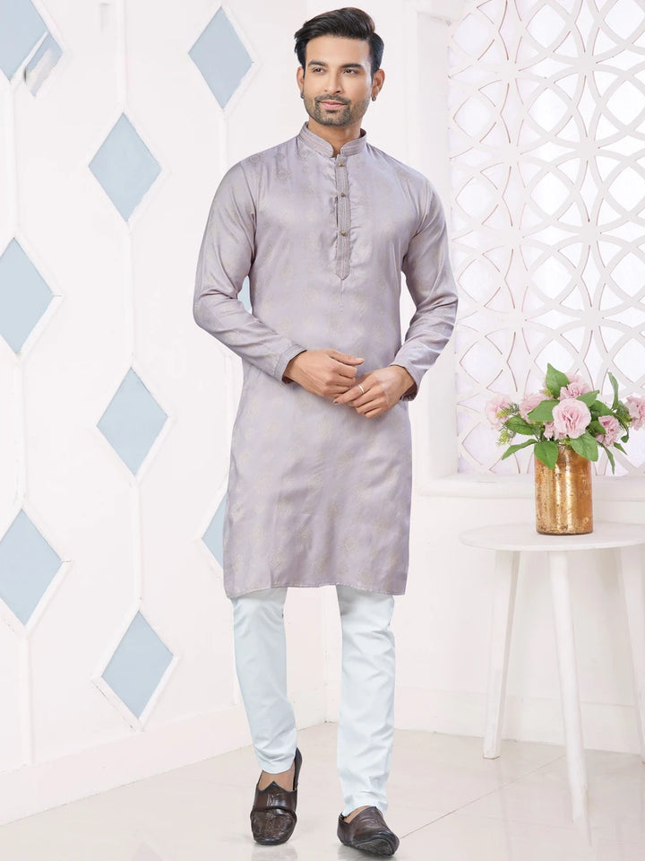 Luxurious Jacquard Silk Kurta Pajama | Lavender Shade | Premium Festive Outfit