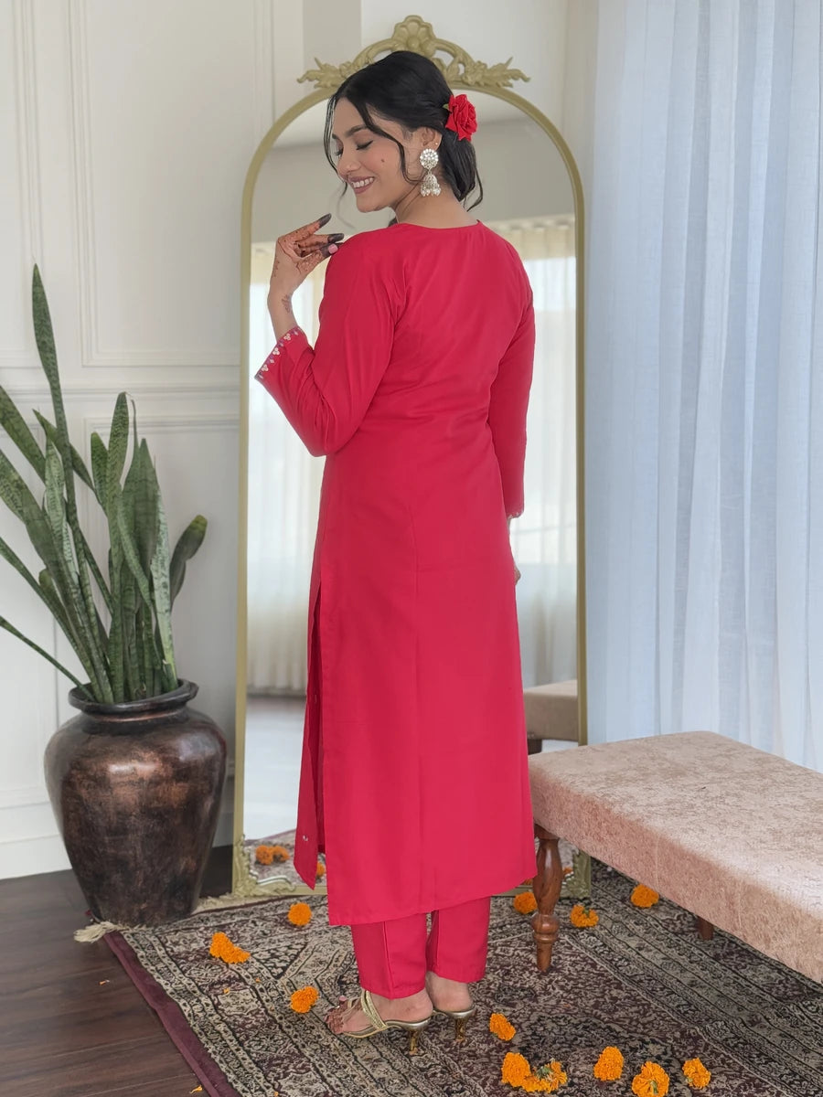 Stylish Rani Pink Salwar Kameez | Elegant Embroidery & Prints
