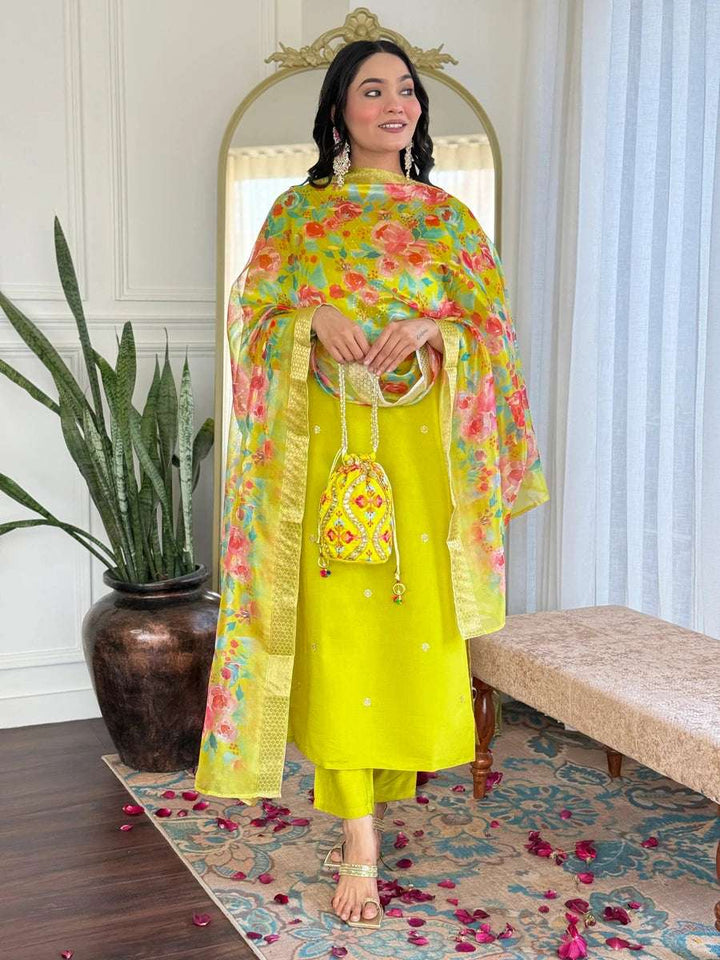 Trendy Lime Salwar Suit | Elegant Embroidery Perfect for Celebrations