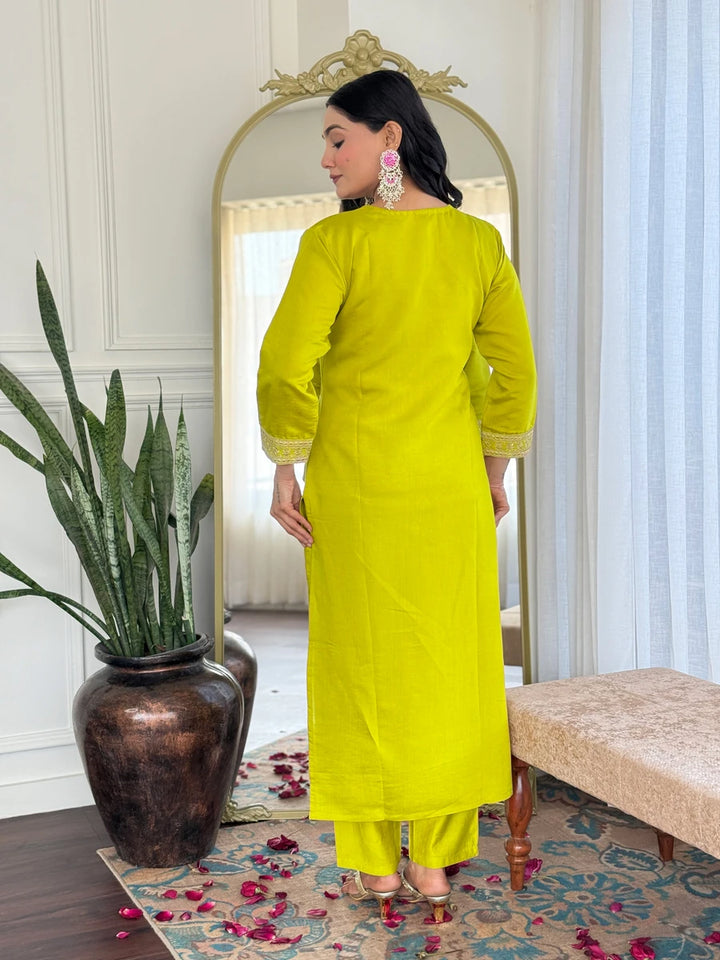 Trendy Lime Salwar Suit | Elegant Embroidery Perfect for Celebrations