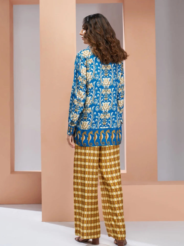 Elegant Royal Blue Co-ord Set | Stylish Muslin Silk Outfit