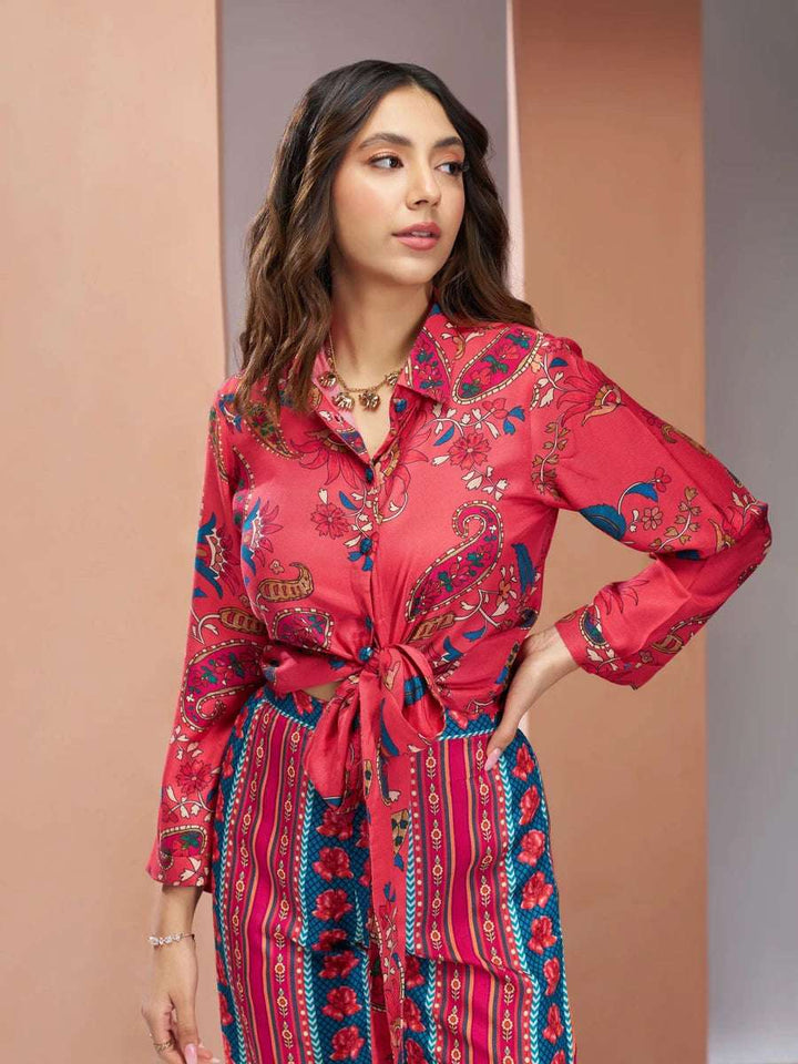 Impress Red Muslin Silk Co-ord Set | Perfect Blend of Comfort & Style