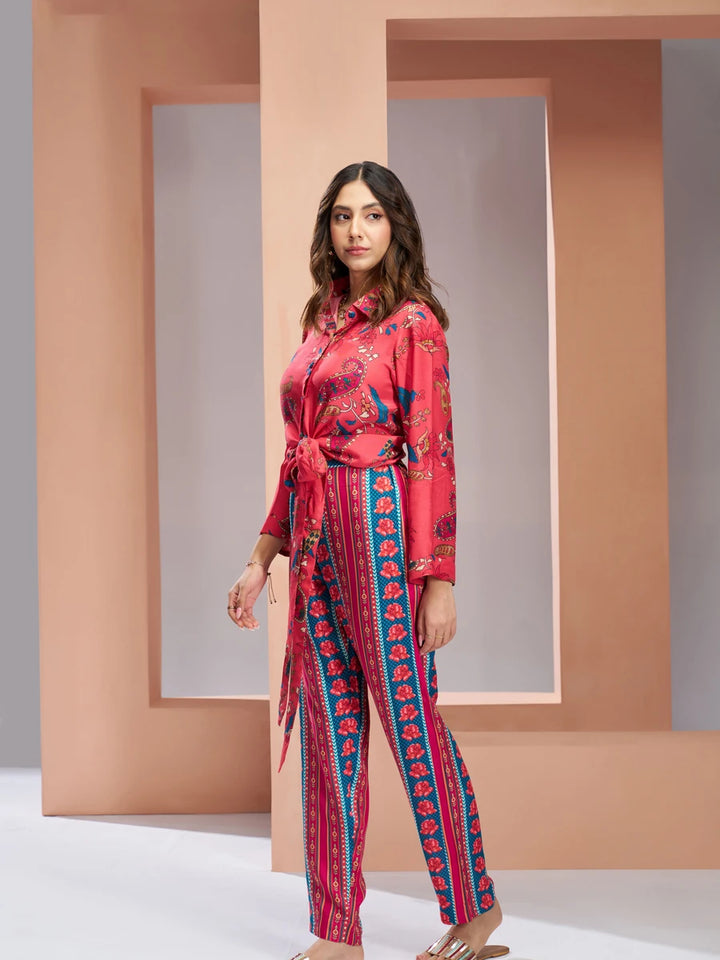 Impress Red Muslin Silk Co-ord Set | Perfect Blend of Comfort & Style