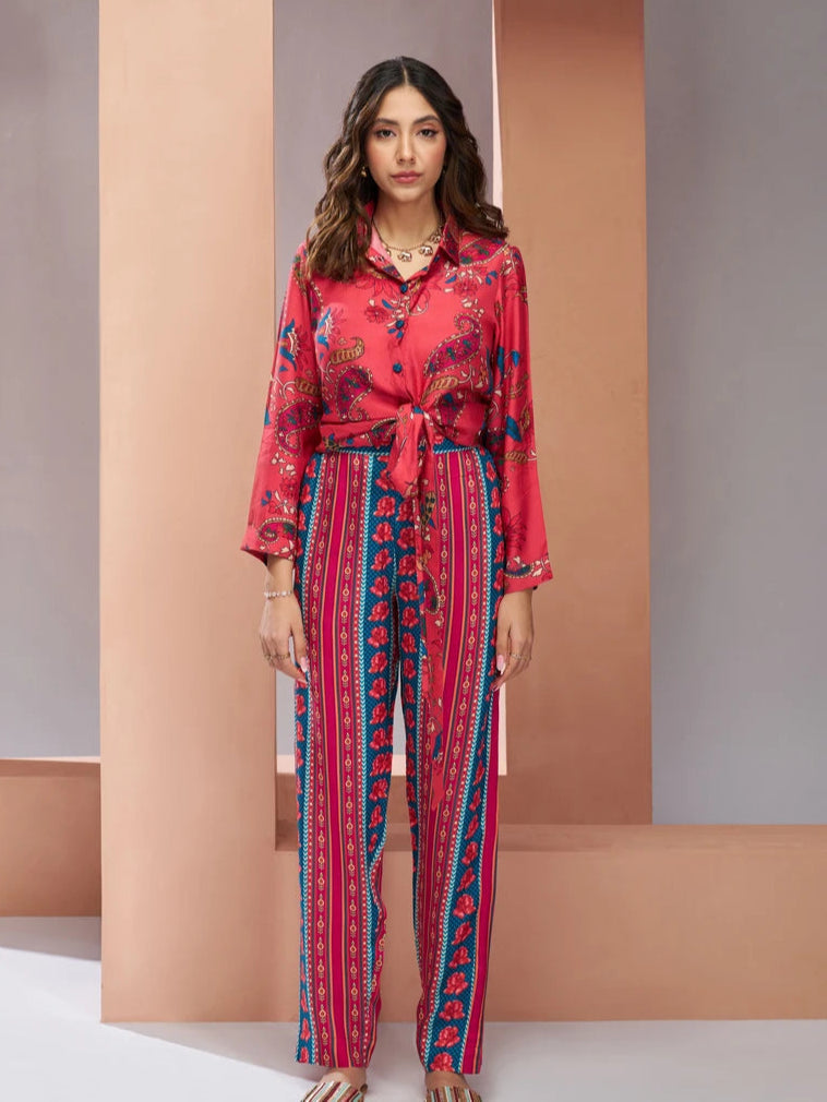 Impress Red Muslin Silk Co-ord Set | Perfect Blend of Comfort & Style