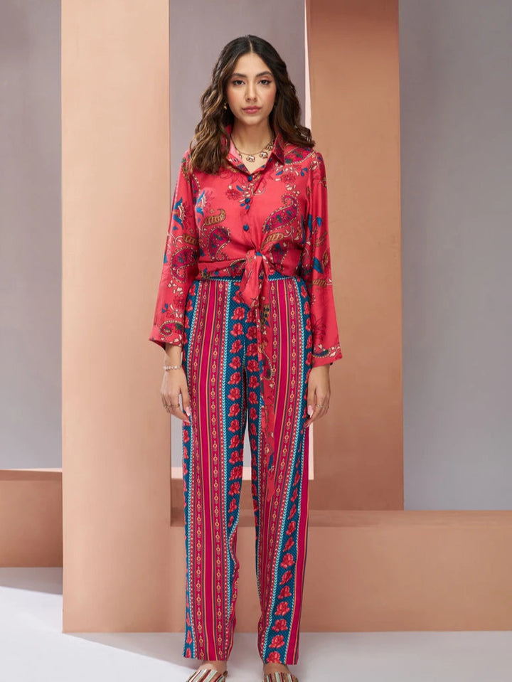 Impress Red Muslin Silk Co-ord Set | Perfect Blend of Comfort & Style