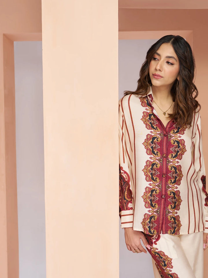 Classy Cream Muslin Silk Co-ord Set | Comfortable & Stylish Look