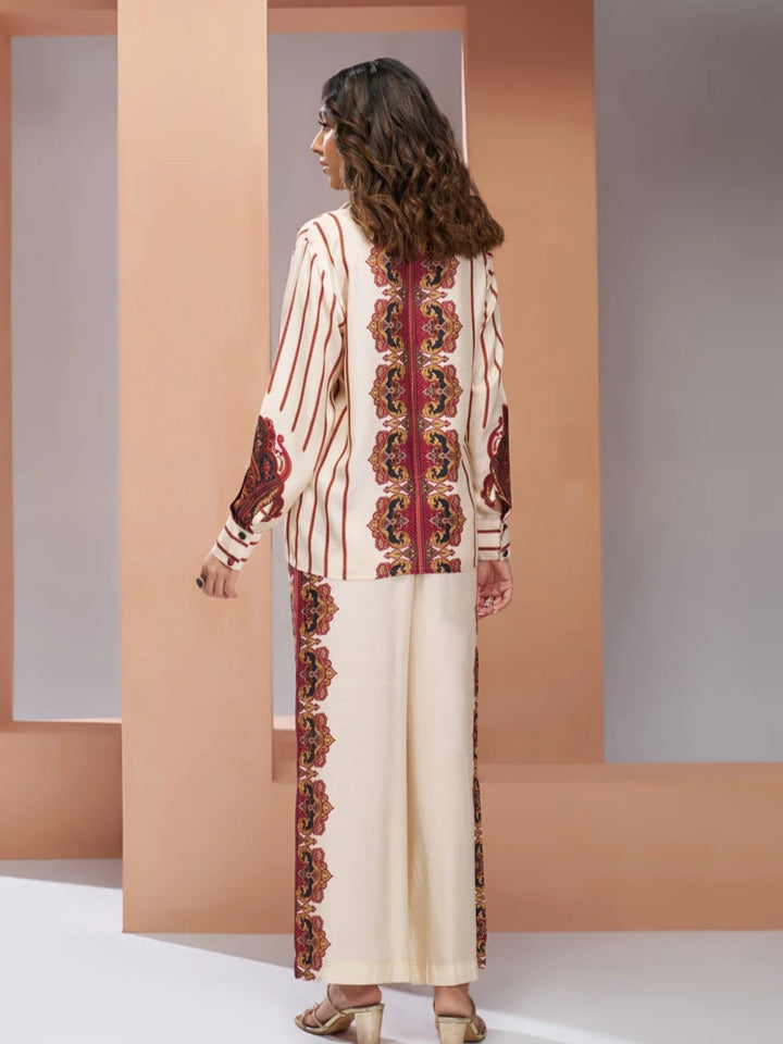 Classy Cream Muslin Silk Co-ord Set | Comfortable & Stylish Look