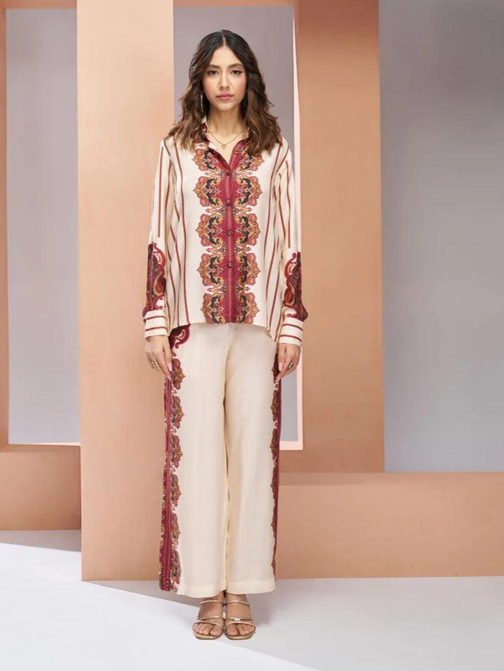 Classy Cream Muslin Silk Co-ord Set | Comfortable & Stylish Look