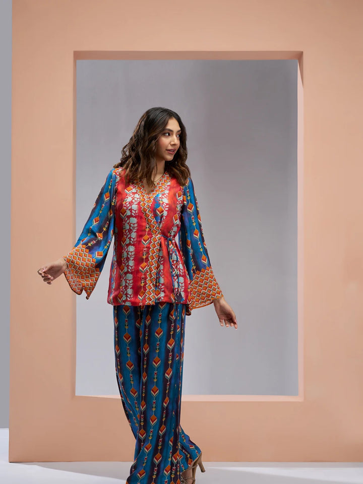 Vibrant  Designer Printed Muslin Silk Co-ord Set | Elegant Look