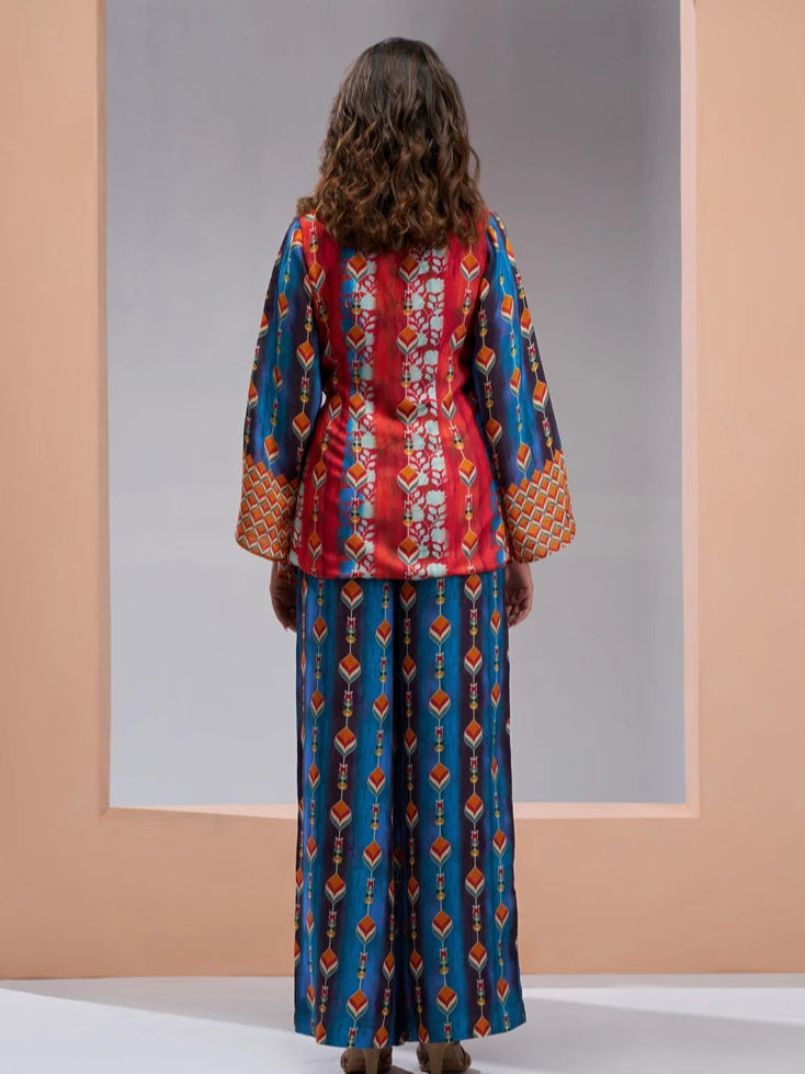 Vibrant  Designer Printed Muslin Silk Co-ord Set | Elegant Look