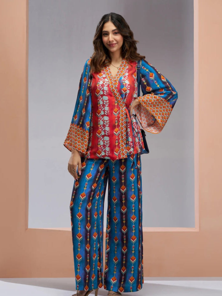 Vibrant  Designer Printed Muslin Silk Co-ord Set | Elegant Look