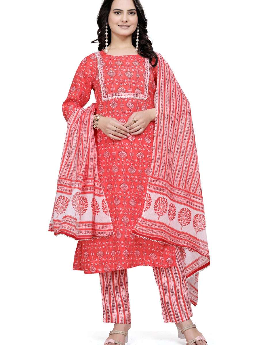 Modern Coral Orange Ethnic Salwar Suit | Trendy Designer Prints & Gotta Work