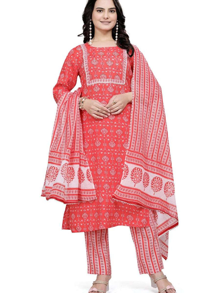 Modern Coral Orange Ethnic Salwar Suit | Trendy Designer Prints & Gotta Work