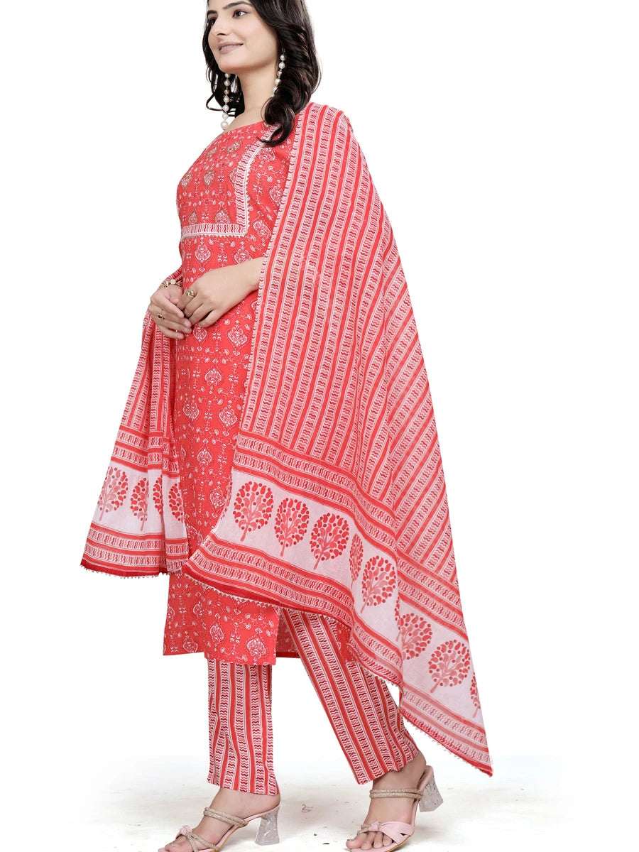 Modern Coral Orange Ethnic Salwar Suit | Trendy Designer Prints & Gotta Work