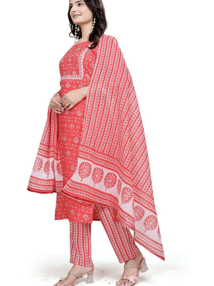 Modern Coral Orange Ethnic Salwar Suit | Trendy Designer Prints & Gotta Work