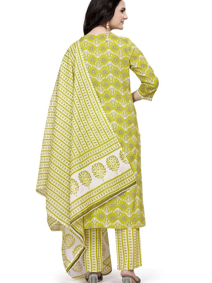 Lightweight Lime Rayon Cotton Suit Gotta Lace | Stylish Ethnic Festive Wear