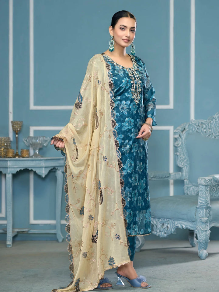 Fashionable Traditional Viscose Banarasi Suit | Beautiful Embroidery & Hand Work