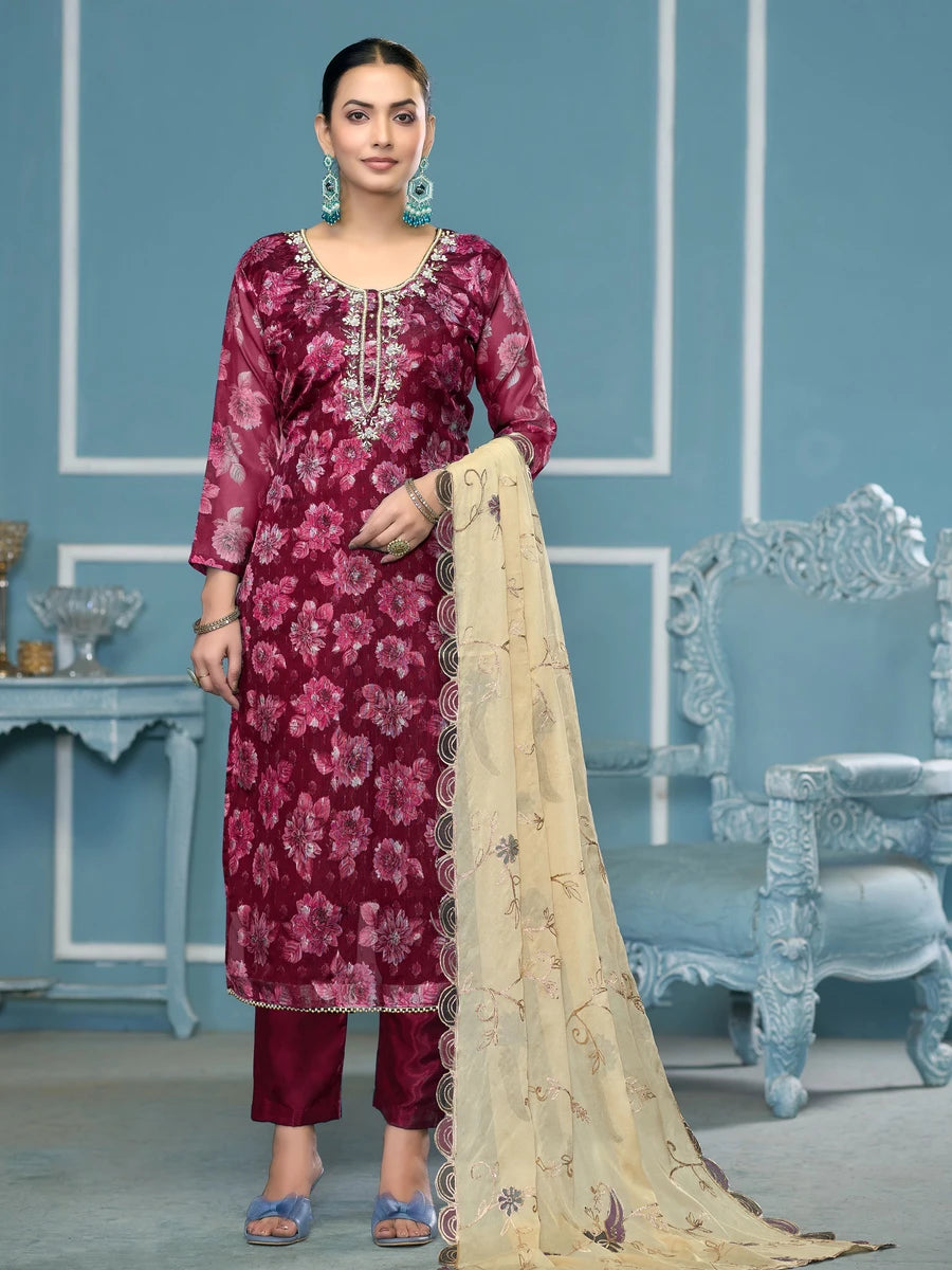 Fashionable Traditional Viscose Banarasi Suit | Beautiful Embroidery & Hand Work