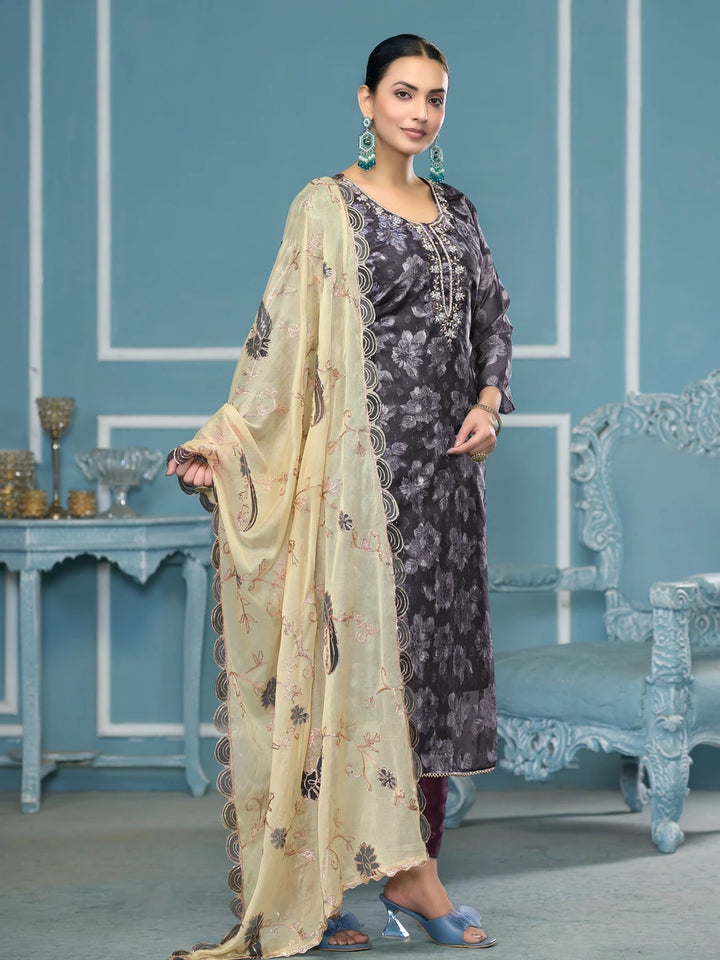 Fashionable Traditional Viscose Banarasi Suit | Beautiful Embroidery & Hand Work