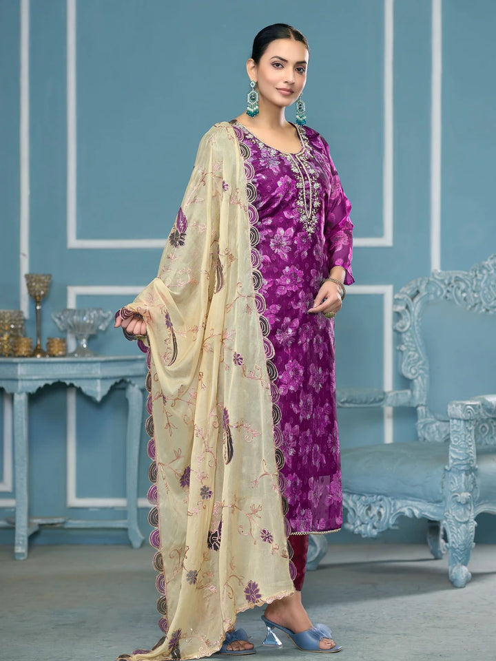 Fashionable Traditional Viscose Banarasi Suit | Beautiful Embroidery & Hand Work