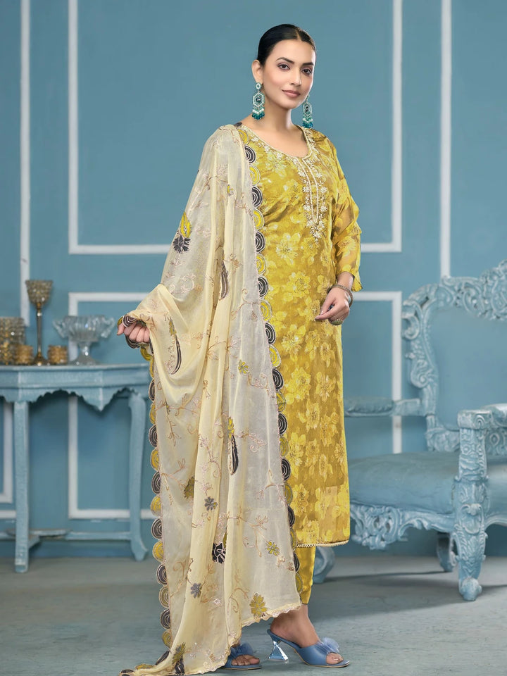 Fashionable Traditional Viscose Banarasi Suit | Beautiful Embroidery & Hand Work