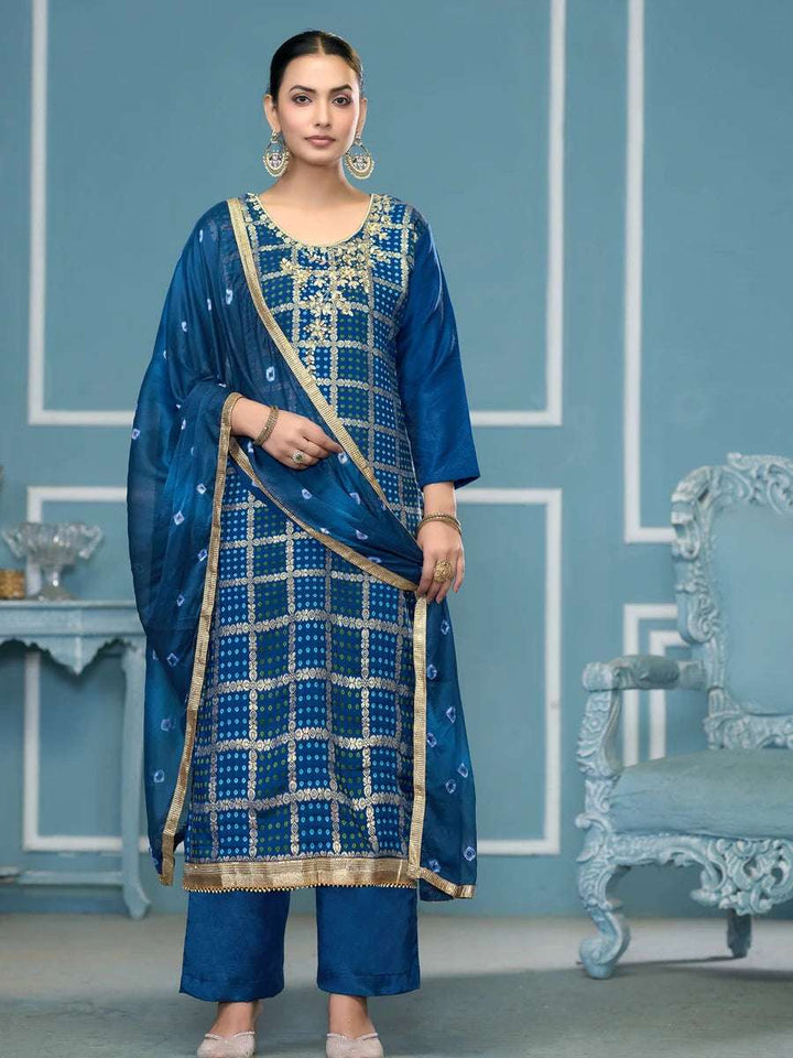 Stunning Banarasi Cotton Salwar Kameez | Traditional Printed Work