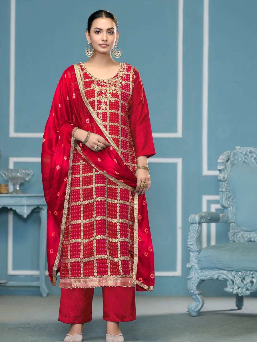 Stunning Banarasi Cotton Salwar Kameez | Traditional Printed Work