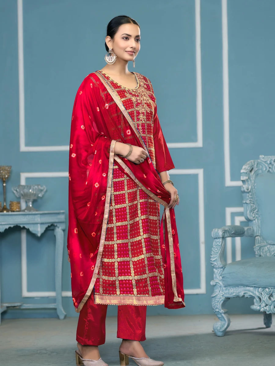 Stunning Banarasi Cotton Salwar Kameez | Traditional Printed Work