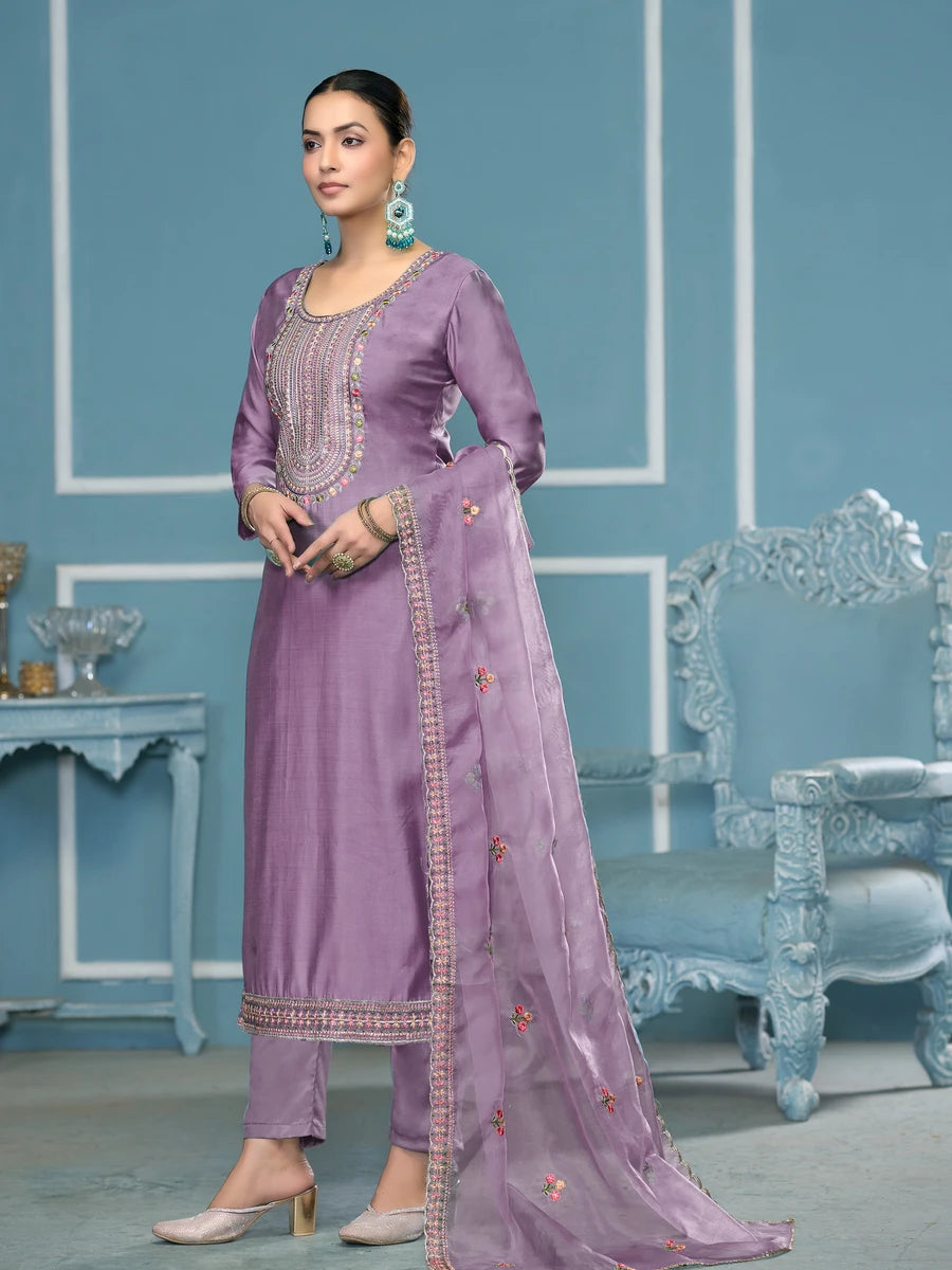 Royal Embroidered Salwar Kameez | Organza Dupatta & Hand Work Details