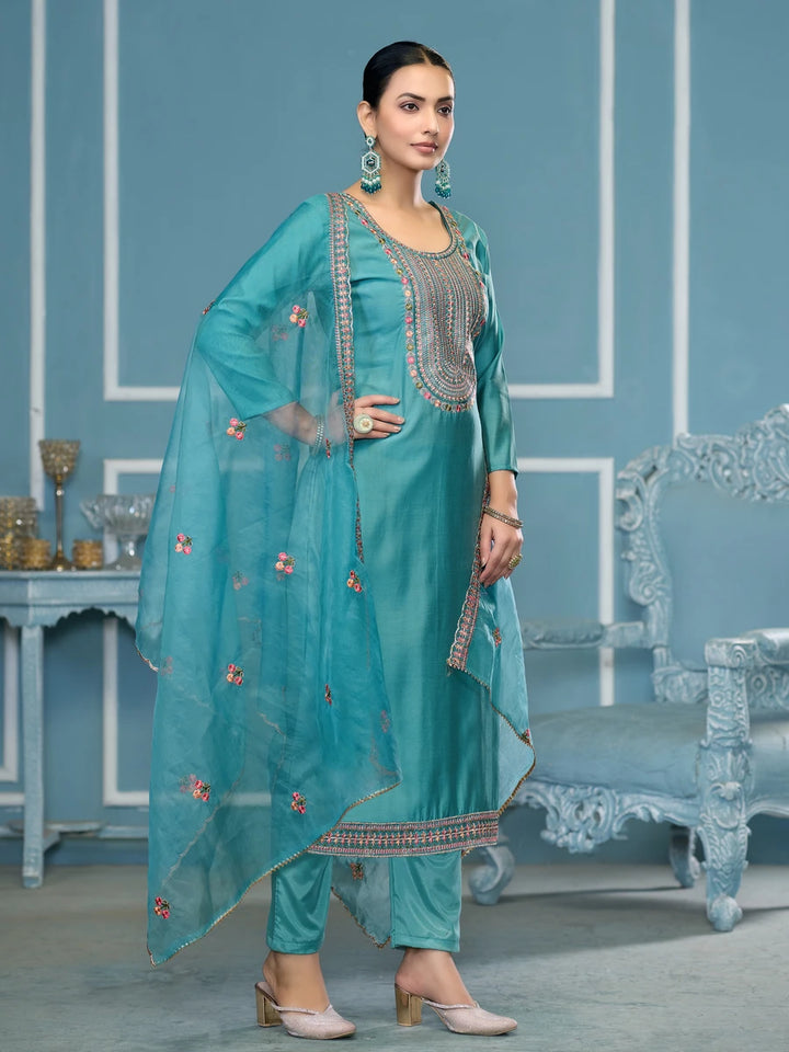 Royal Embroidered Salwar Kameez | Organza Dupatta & Hand Work Details