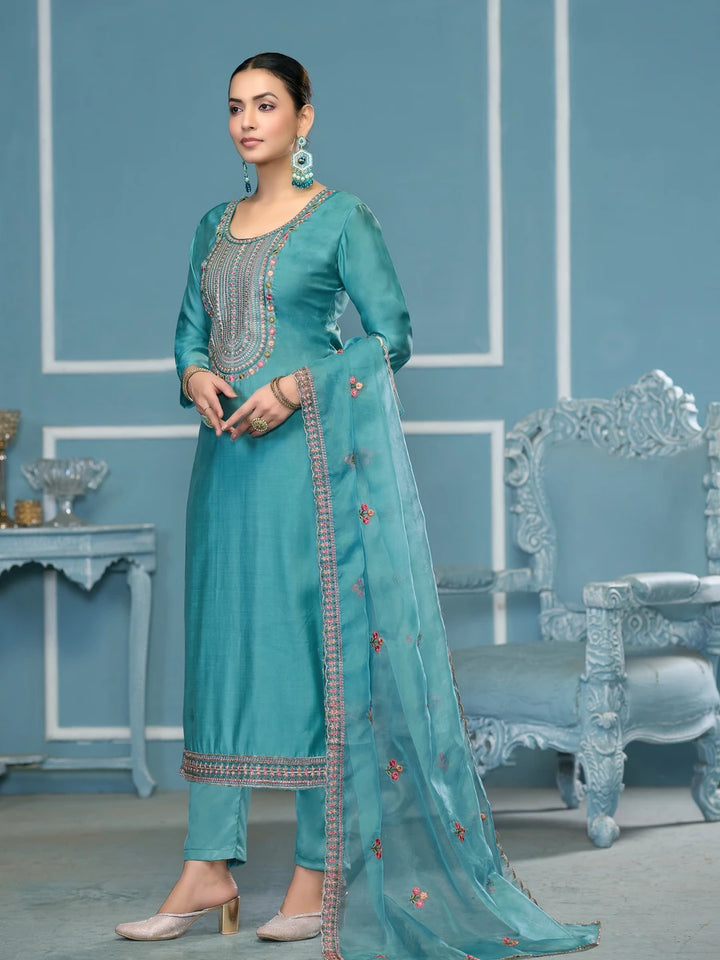 Royal Embroidered Salwar Kameez | Organza Dupatta & Hand Work Details