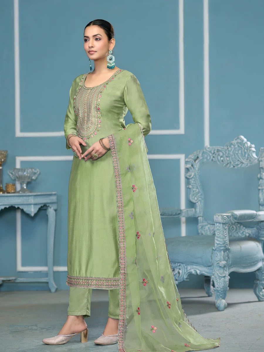 Royal Embroidered Salwar Kameez | Organza Dupatta & Hand Work Details