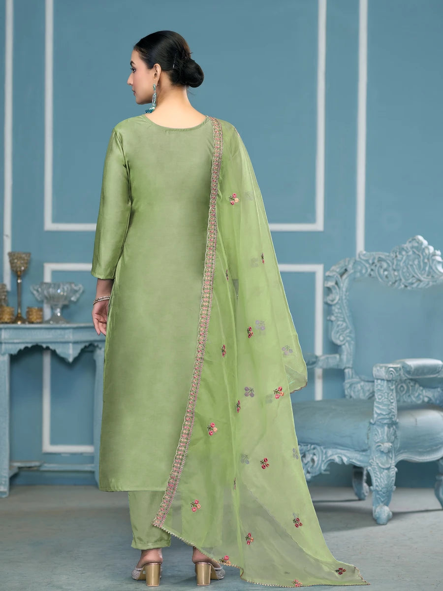 Royal Embroidered Salwar Kameez | Organza Dupatta & Hand Work Details