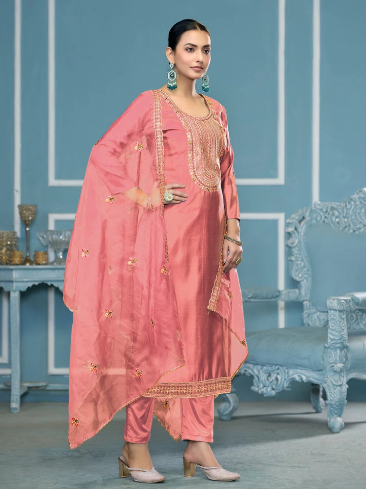 Royal Embroidered Salwar Kameez | Organza Dupatta & Hand Work Details