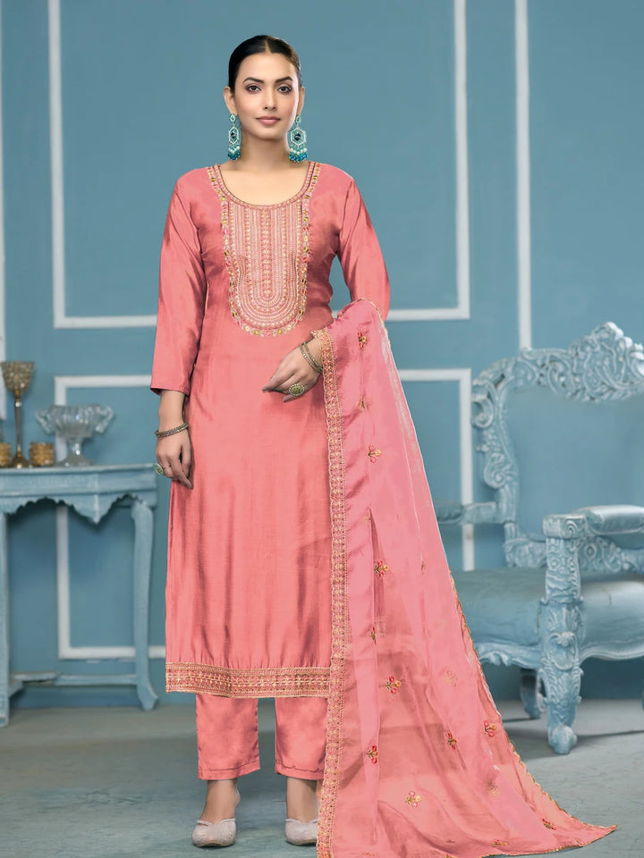 Royal Embroidered Salwar Kameez | Organza Dupatta & Hand Work Details
