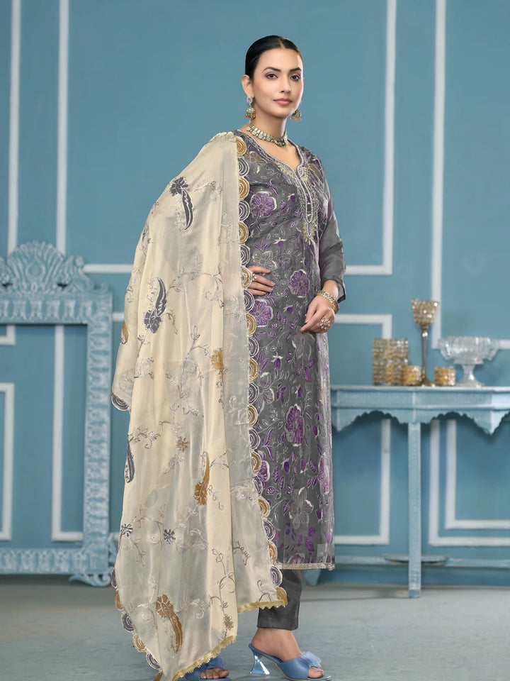 Premium Festive Wear | Embroidered Salwar Kameez with Nazmin Dupatta