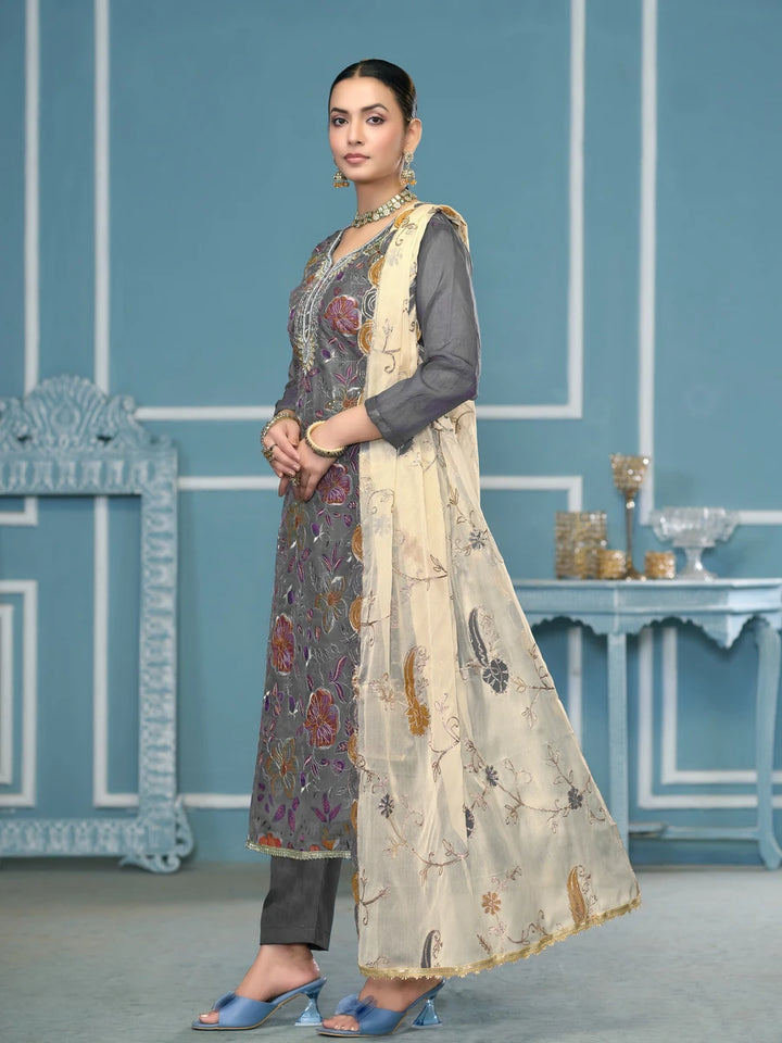 Premium Festive Wear | Embroidered Salwar Kameez with Nazmin Dupatta