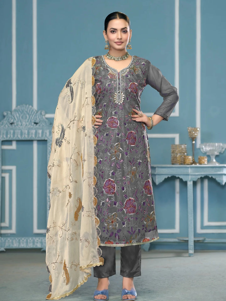 Premium Festive Wear | Embroidered Salwar Kameez with Nazmin Dupatta