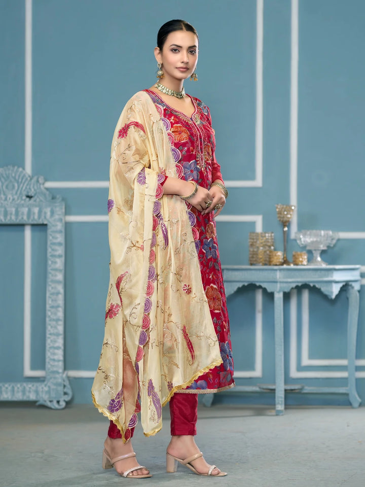 Premium Festive Wear | Embroidered Salwar Kameez with Nazmin Dupatta