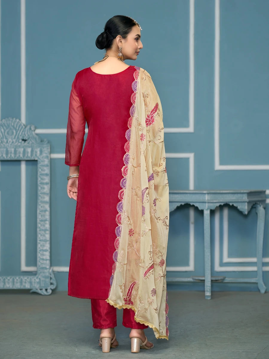 Premium Festive Wear | Embroidered Salwar Kameez with Nazmin Dupatta