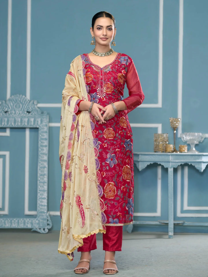Premium Festive Wear | Embroidered Salwar Kameez with Nazmin Dupatta