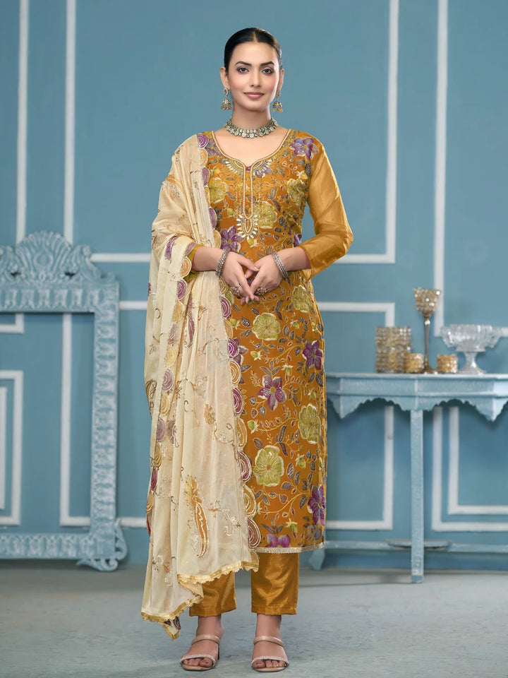 Premium Festive Wear | Embroidered Salwar Kameez with Nazmin Dupatta