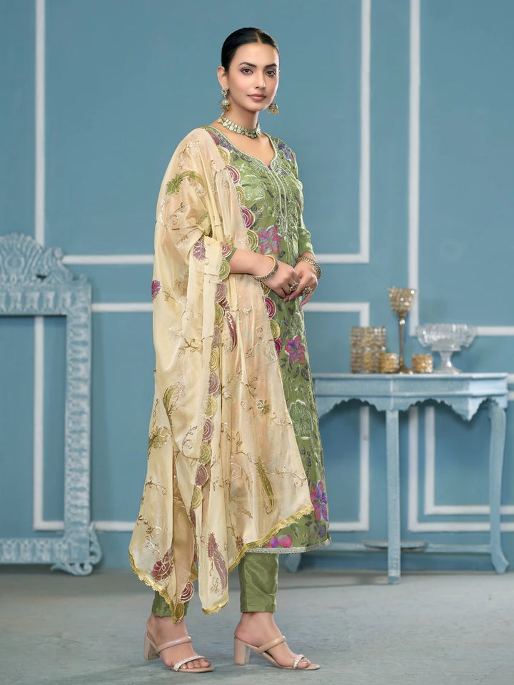 Premium Festive Wear | Embroidered Salwar Kameez with Nazmin Dupatta
