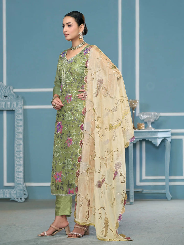 Premium Festive Wear | Embroidered Salwar Kameez with Nazmin Dupatta