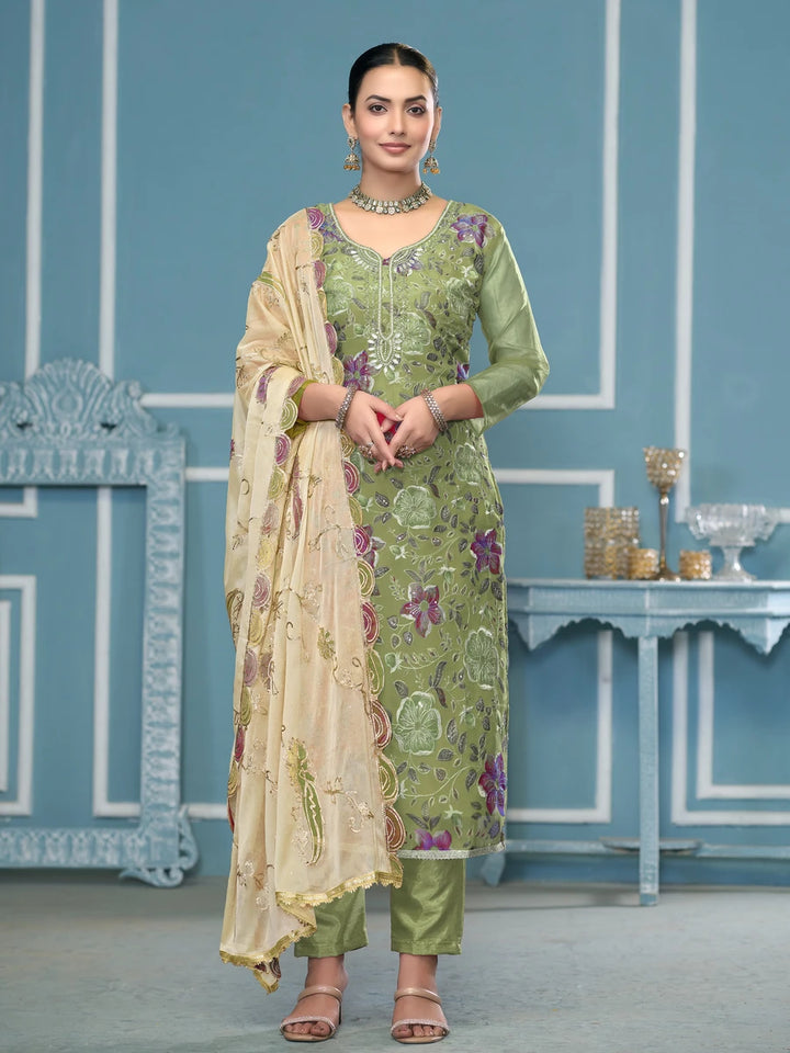 Premium Festive Wear | Embroidered Salwar Kameez with Nazmin Dupatta