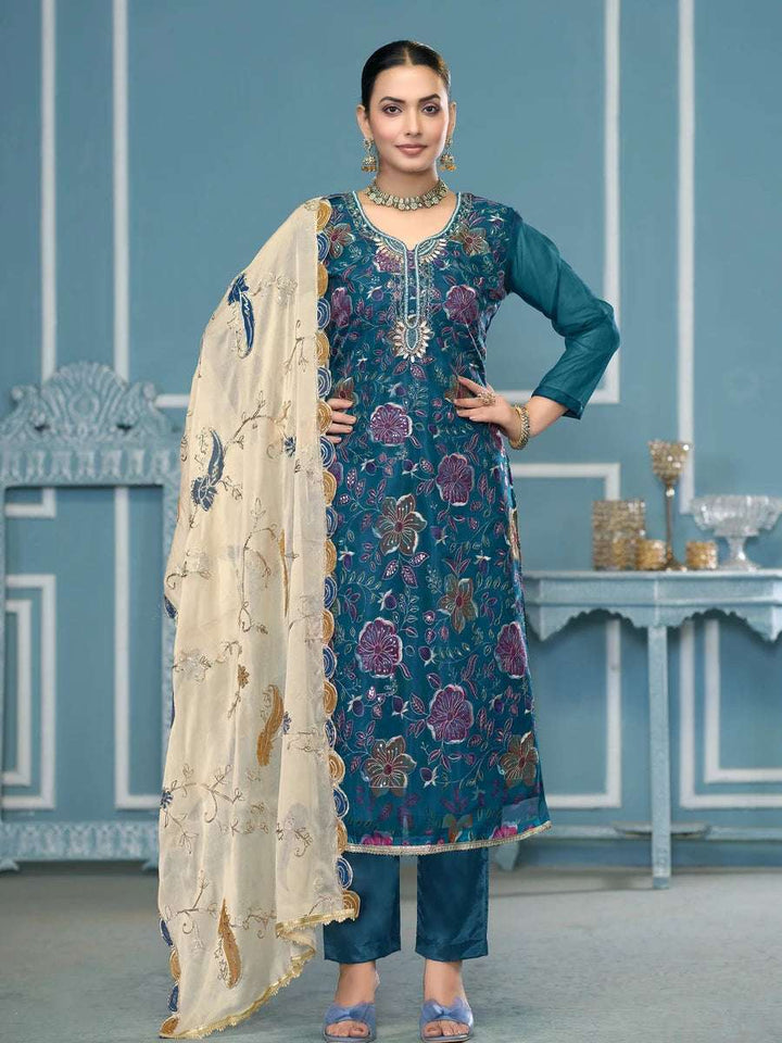 Premium Festive Wear | Embroidered Salwar Kameez with Nazmin Dupatta