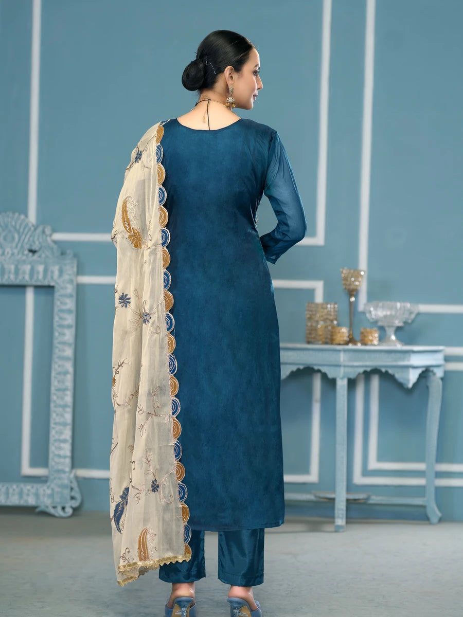 Premium Festive Wear | Embroidered Salwar Kameez with Nazmin Dupatta