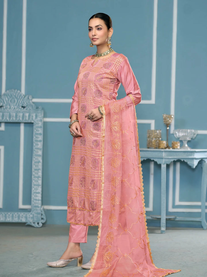 Modern Festive Cotton Salwar Suit | Embroidered Kameez with Soft Nazmin Dupatta