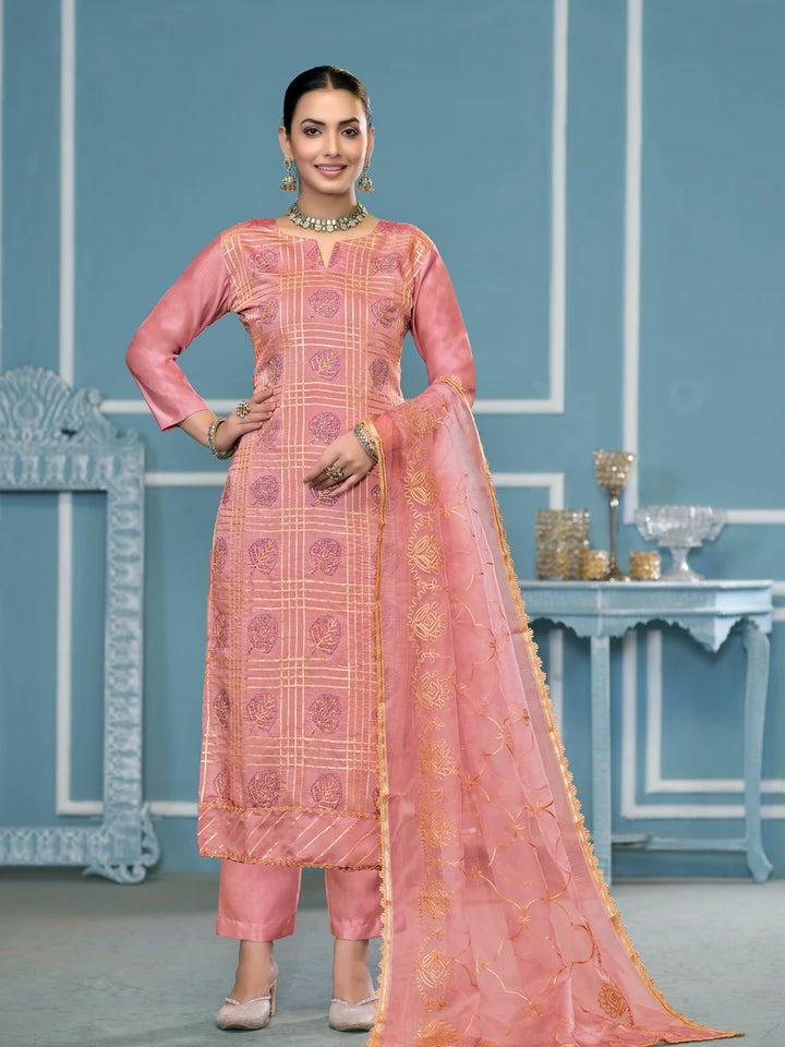 Modern Festive Cotton Salwar Suit | Embroidered Kameez with Soft Nazmin Dupatta